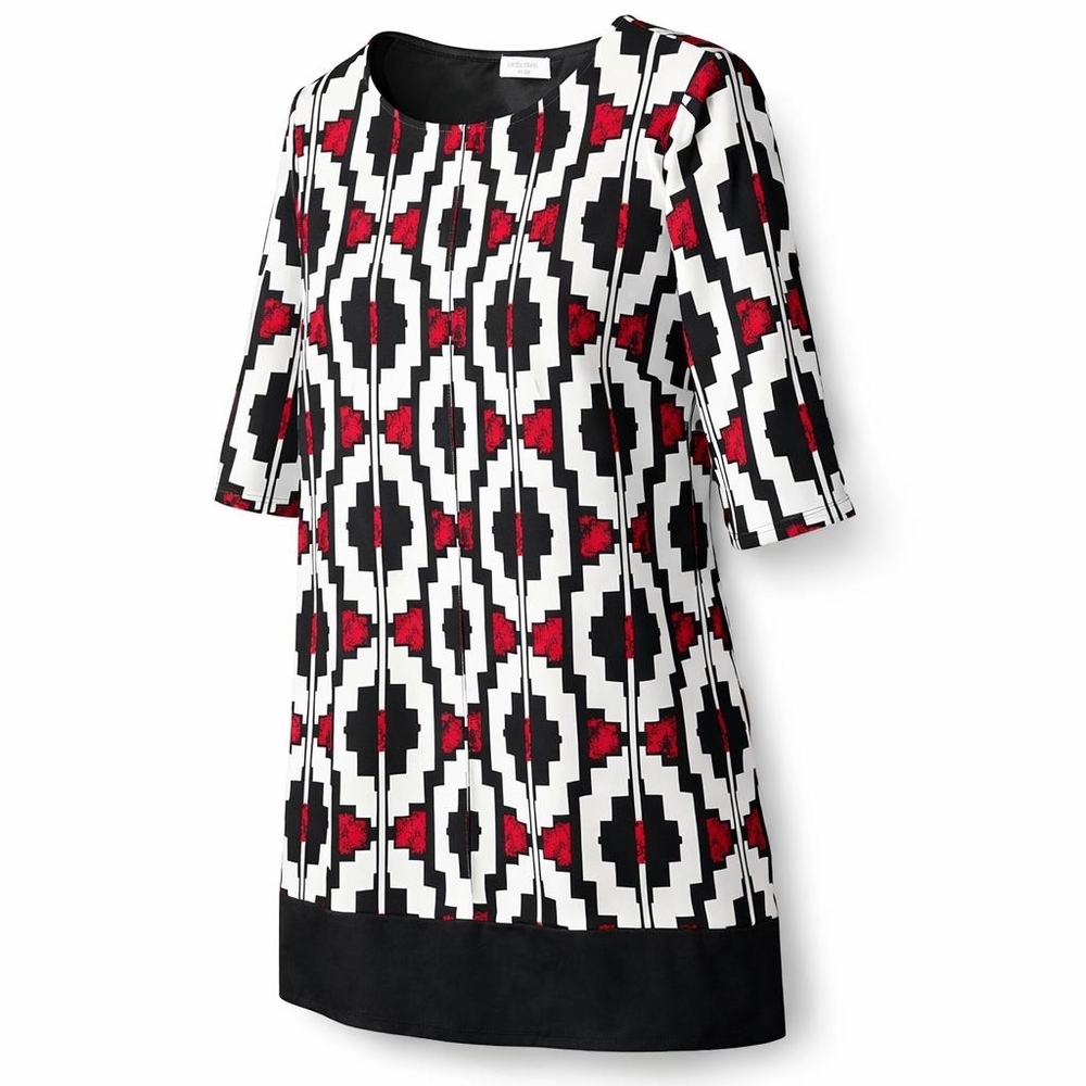 Liz Claiborne Black and Red Geometric Tunic
